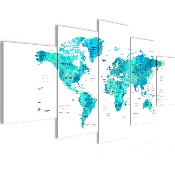 Runa Art Wandbild Bilder Abstrakt Wanddekoration Design Türkis Blau 056251a, 200L x 100B cm