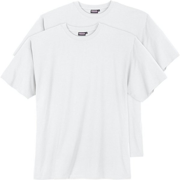 ADAMO Rundhalsshirt 2er Pack T-Shirts weiß Übergröße Adamo Fashion