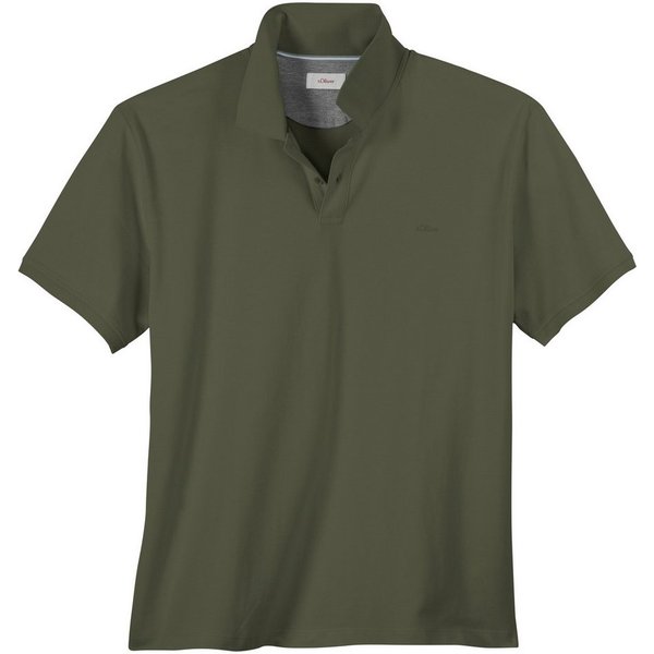 s.Oliver Rundhalsshirt s.Oliver Übergrößen Basic Stretch-Poloshirt oliv