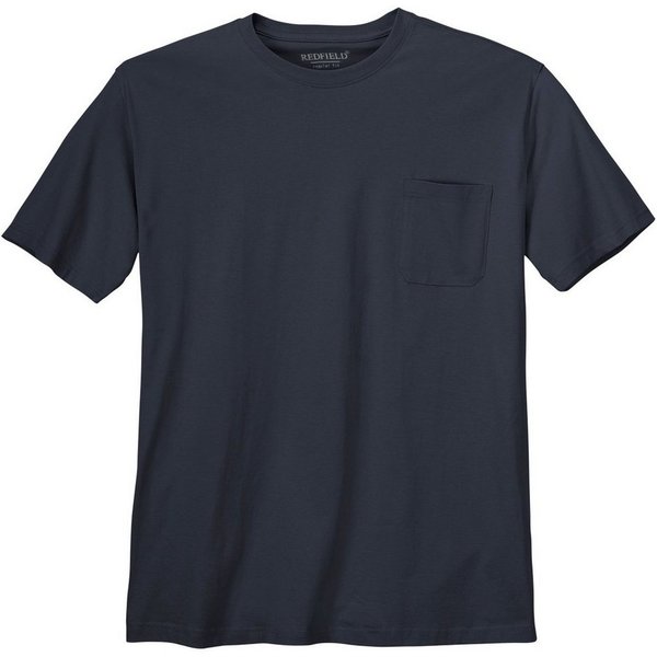 redfield Rundhalsshirt XXL Basic T-Shirt Jerry navy Brusttasche Redfield