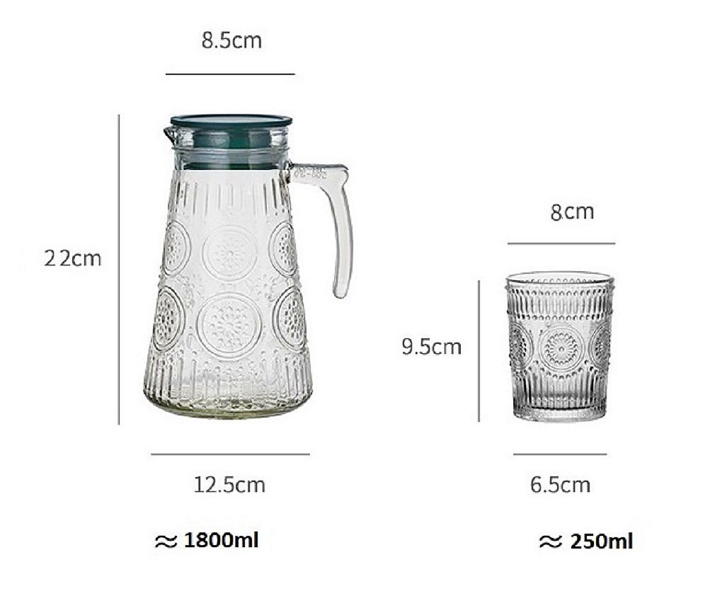 Rungassi Gläser-Set Karaffe mit 4 Gläser 250ml Wasser Cognac Whisky-Gläser G04, Glas – Bild 3 von 4
