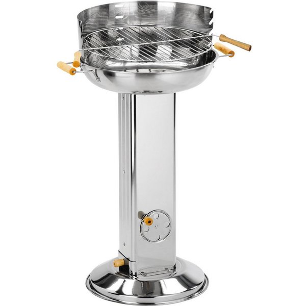 Rungassi Grillschale XXL Säulengrill Edelstahl Holzkohlegrill Grill Ø38cm, H 83cm