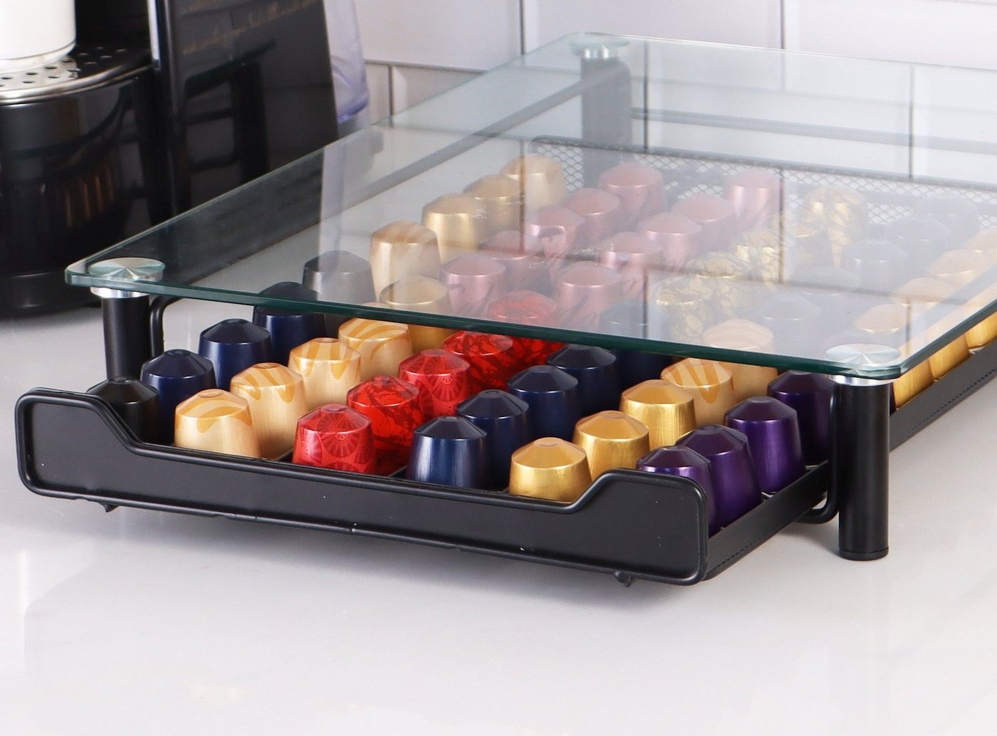 Rungassi Kapselhalter Kaffeekapsel Ständer Kapselspender Schublade 60 Kapseln Nespresso N02 – Bild 2 von 5
