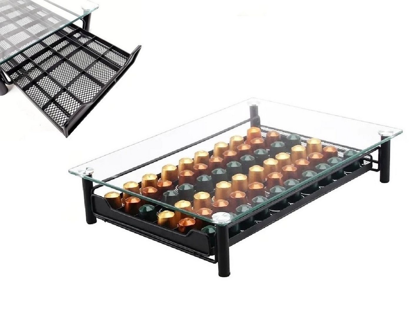 Rungassi Kapselhalter Kaffeekapsel Ständer Kapselspender Schublade 60 Kapseln Nespresso N02 – Bild 5 von 5