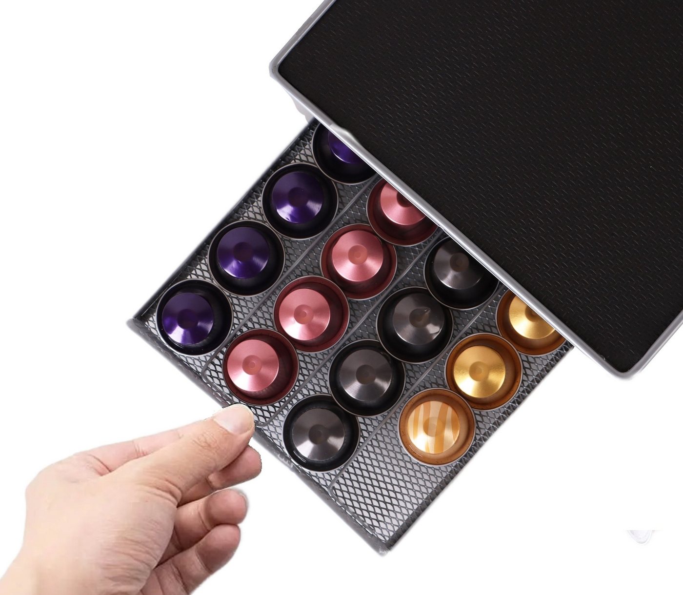 Rungassi Kapselhalter Kaffeekapsel Ständer Kapselspender Schublade 40 Kapseln Nespresso N01 – Bild 5 von 5