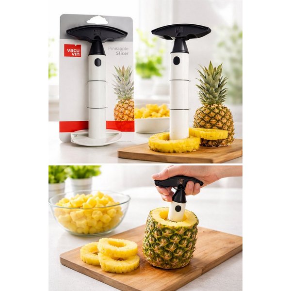 Rungassi Obstschneider Ananas-Schneider Vacu Vin Perfekte Ananasringe in Sekunden Weiss