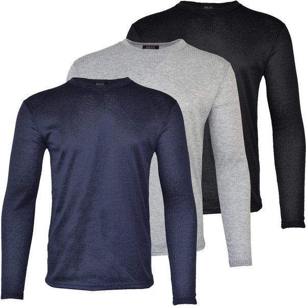 Rungassi Thermounterwäsche-Set 3 x Herrenunterhemd Thermo Langarm Shirt HEAT BOOSTER Größe: XXL