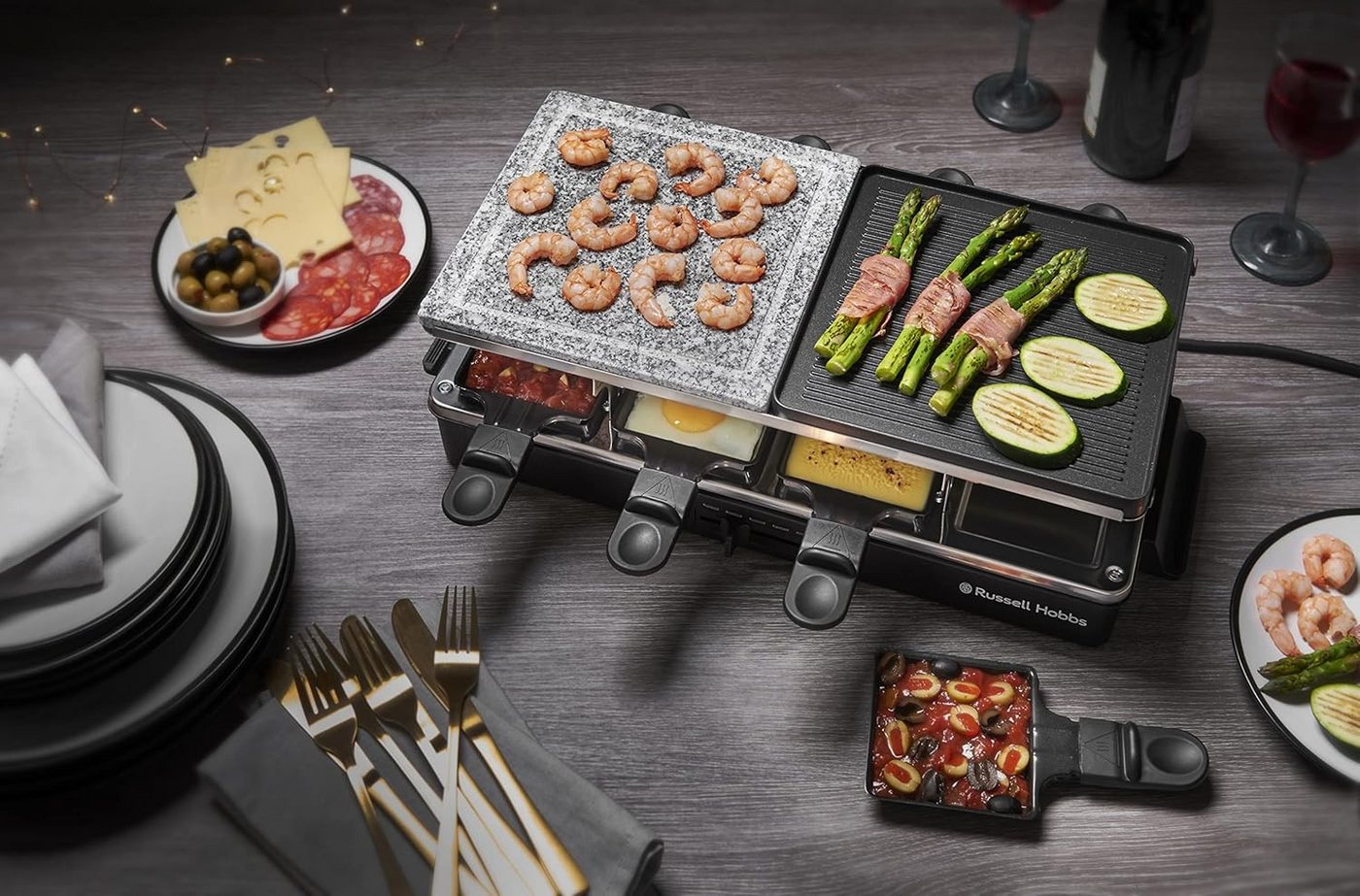 RUSSELL HOBBS Raclette 26280-56, 8 Raclettepfännchen, 1400 W, Grill für 8 Personen, Multi-Grill – Bild 5 von 5