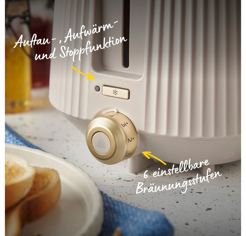 RUSSELL HOBBS Toaster Brontë Stone 26761-56, 980 W, 2 extra breite Toastschlitze, 6 Bräunungsstufen, matt, Auftaufunktion – Bild 5 von 5