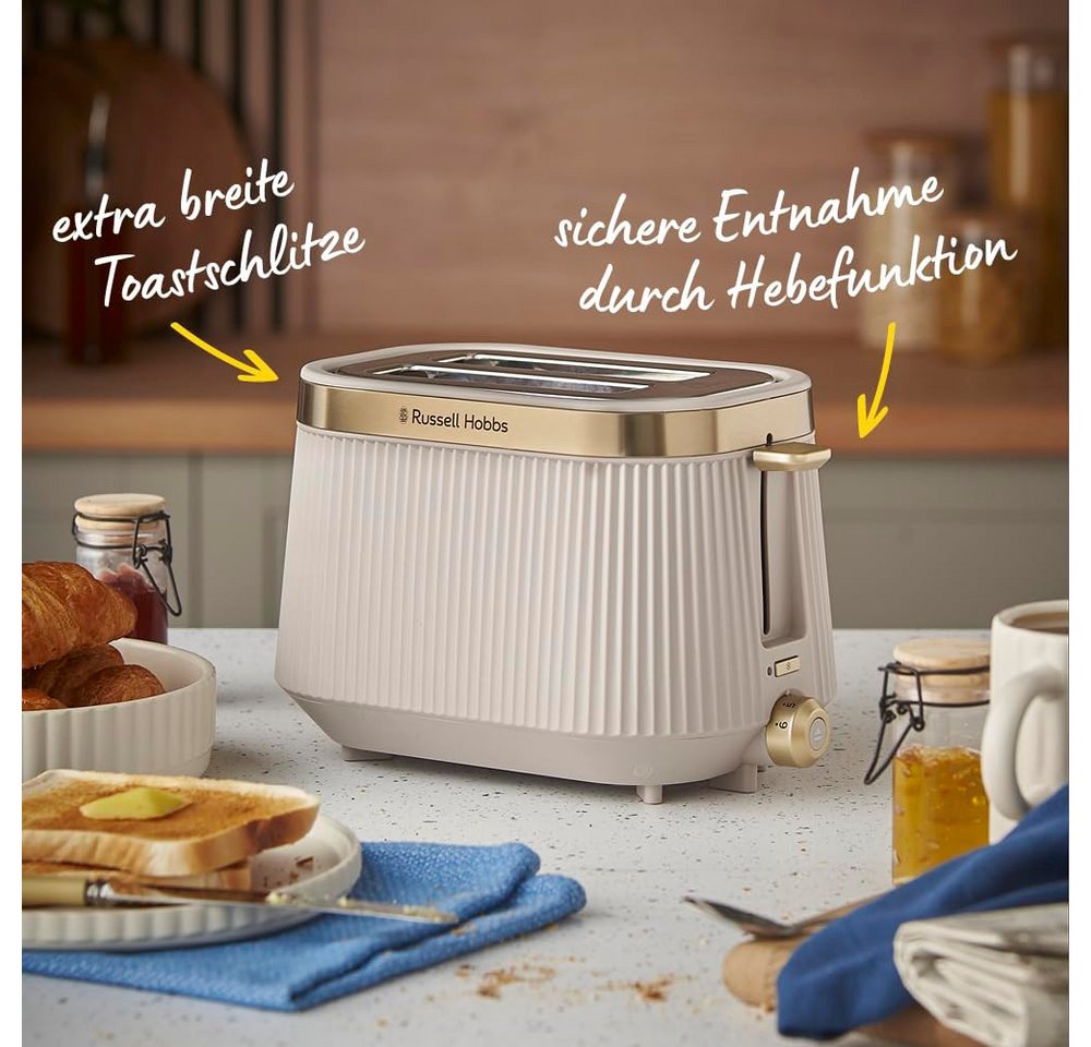 RUSSELL HOBBS Toaster Bronte Toaster Stone, 2 Scheiben, Edelstahlakzente in Gold, 980 Watt – Bild 2 von 5