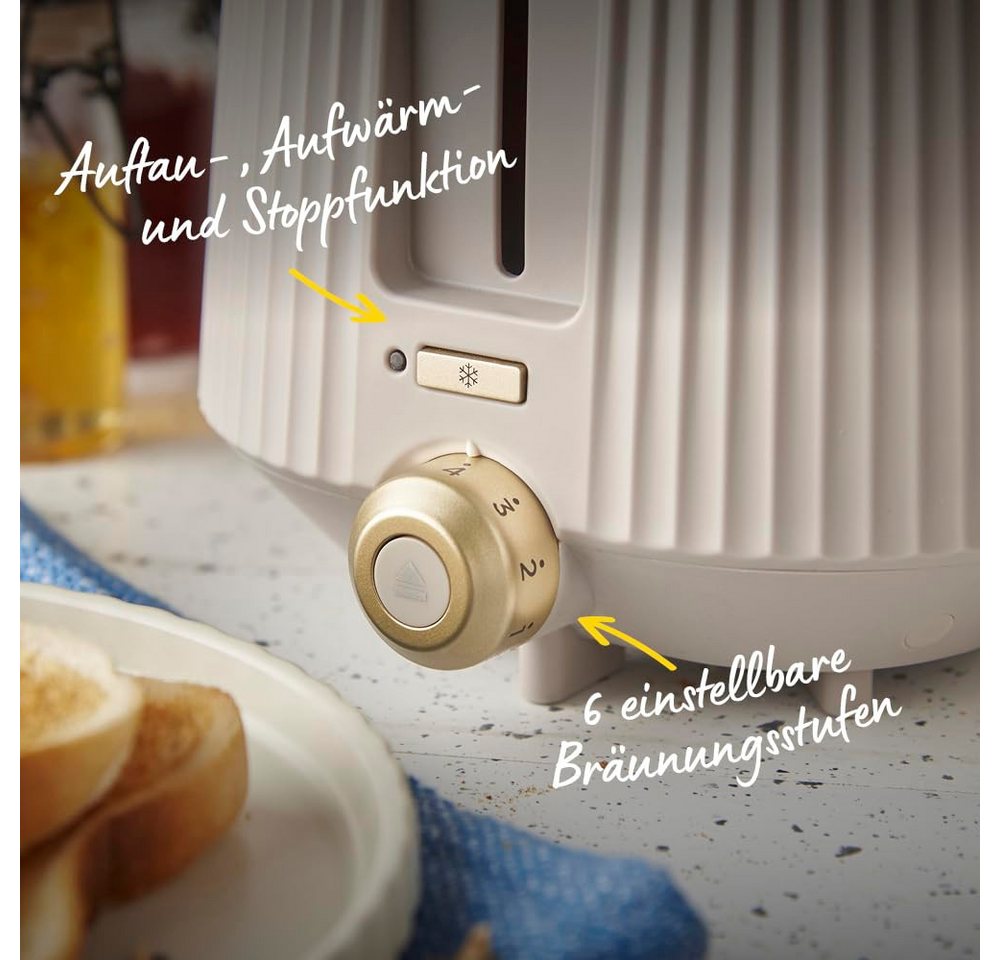 RUSSELL HOBBS Toaster Bronte Toaster Stone, 2 Scheiben, Edelstahlakzente in Gold, 980 Watt – Bild 3 von 5
