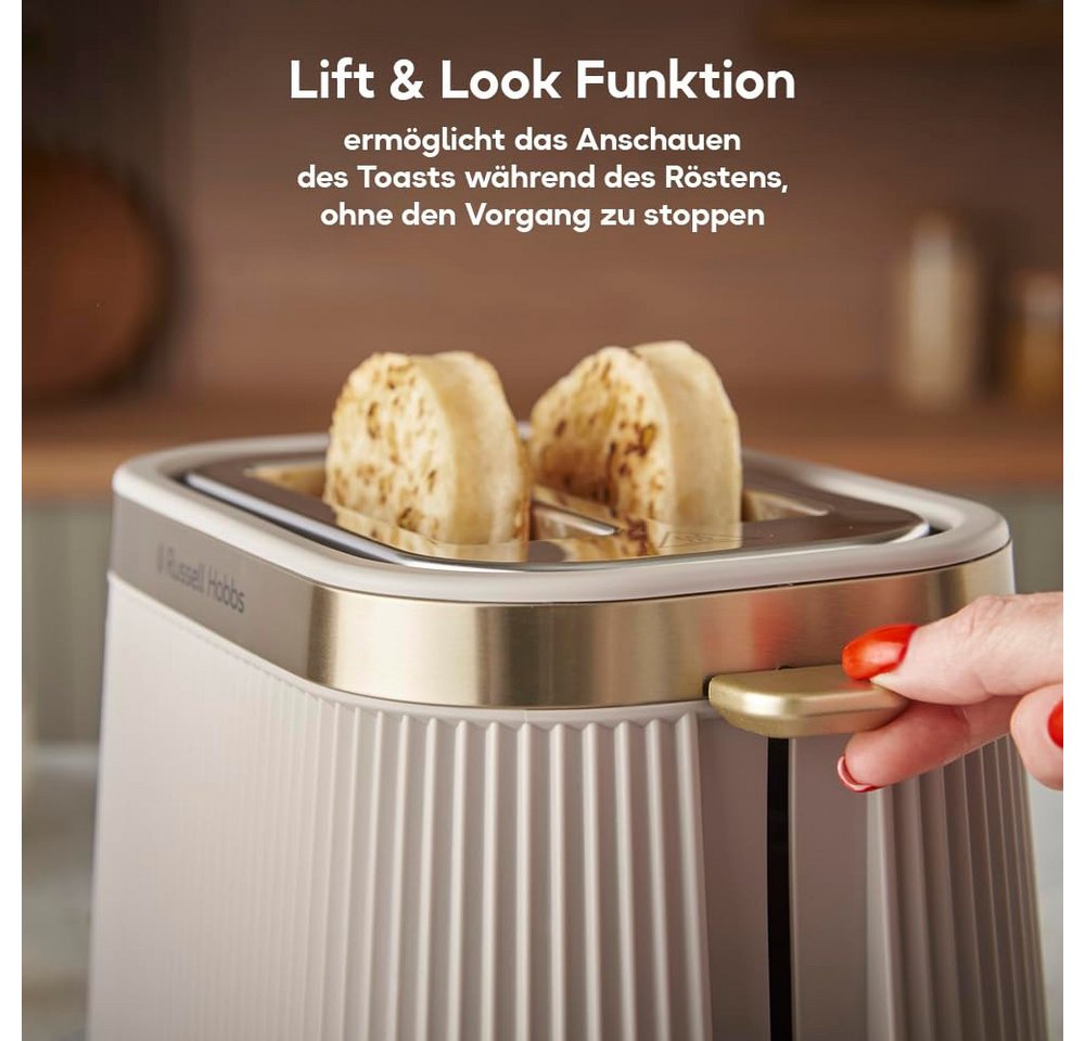 RUSSELL HOBBS Toaster Bronte Toaster Stone, 2 Scheiben, Edelstahlakzente in Gold, 980 Watt – Bild 4 von 5