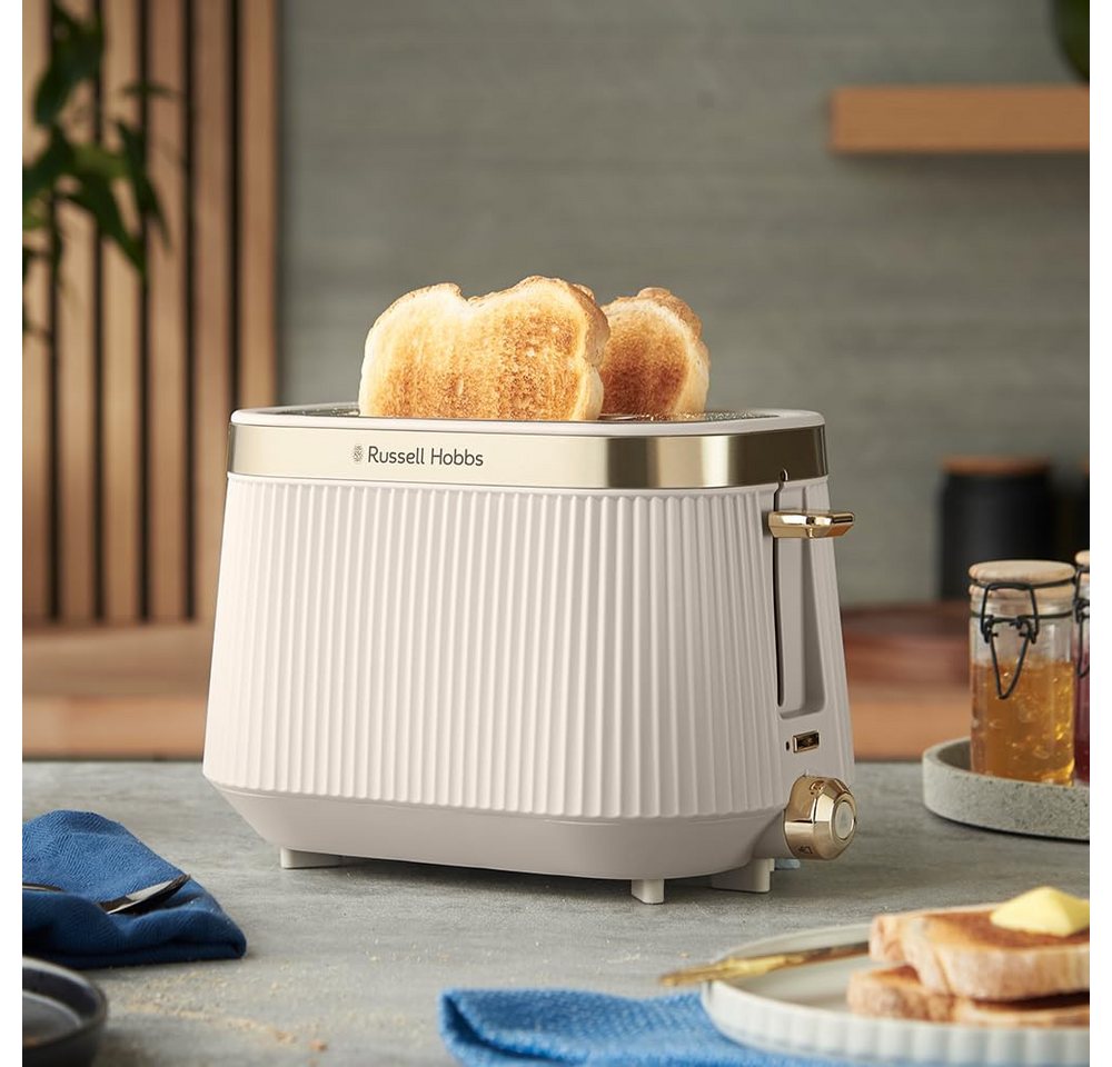 RUSSELL HOBBS Toaster Bronte Toaster Stone, 2 Scheiben, Edelstahlakzente in Gold, 980 Watt – Bild 5 von 5