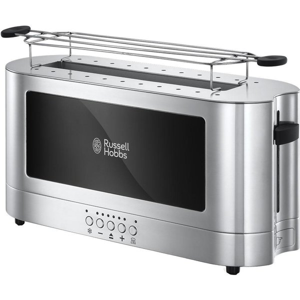 RUSSELL HOBBS Toaster Elegance 23380-56, 1 langer Schlitz, 1420 W, Glas/Edelstahl, inkl Brötchenaufsatz, 6 Bräunungsstufen