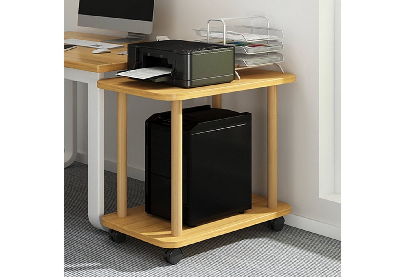 Rutaqian Beistelltisch Beistelltisch,Couchtisch, Nachttisch, Industrie-Stil,360-Grad-Drehung, Stabil und Einfache Montag Sofatisch für Schlafzimmer, Wohnzimmer, – Bild 3 von 5
