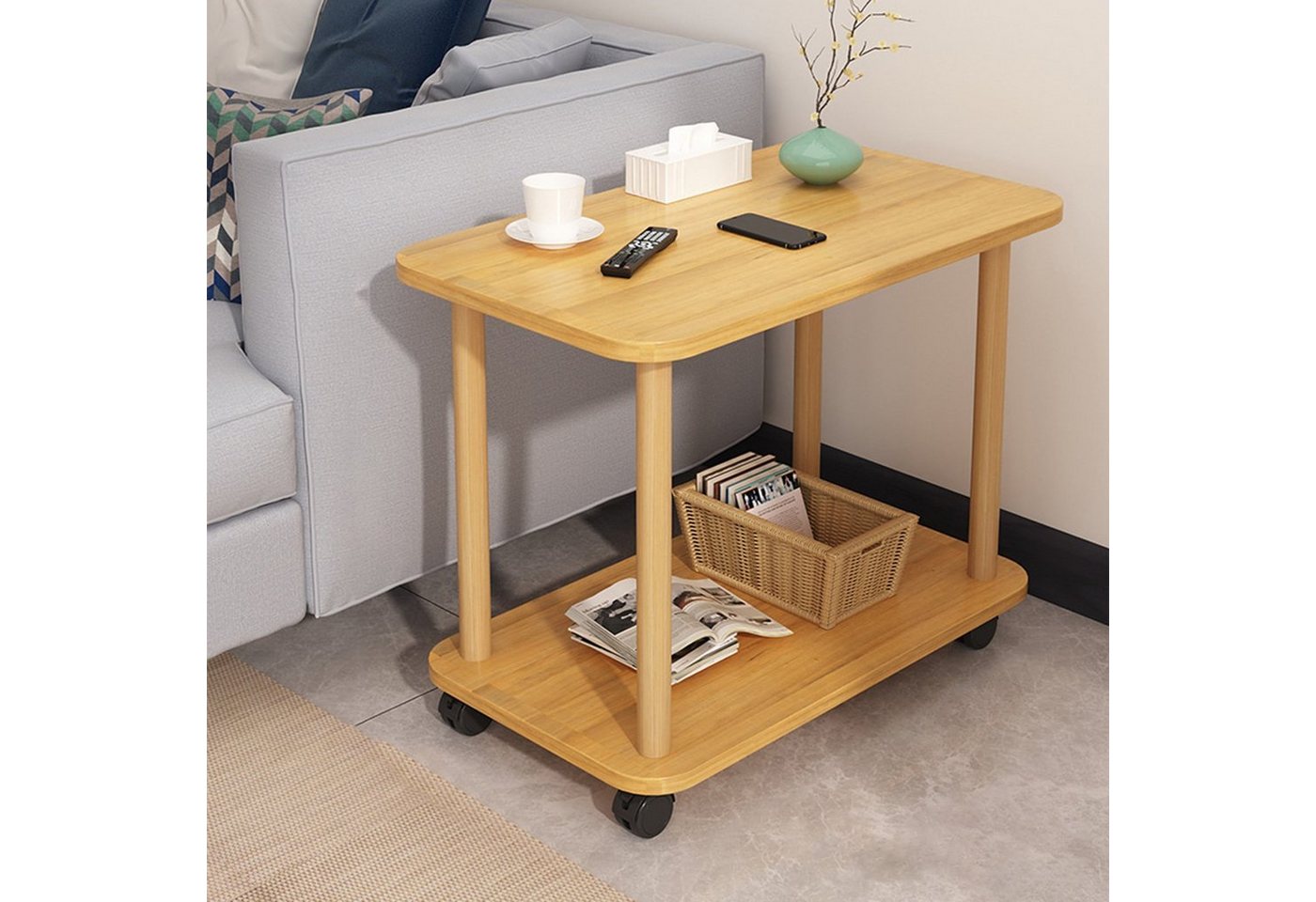 Rutaqian Beistelltisch Beistelltisch,Couchtisch, Nachttisch, Industrie-Stil,360-Grad-Drehung, Stabil und Einfache Montag Sofatisch für Schlafzimmer, Wohnzimmer, – Bild 4 von 5