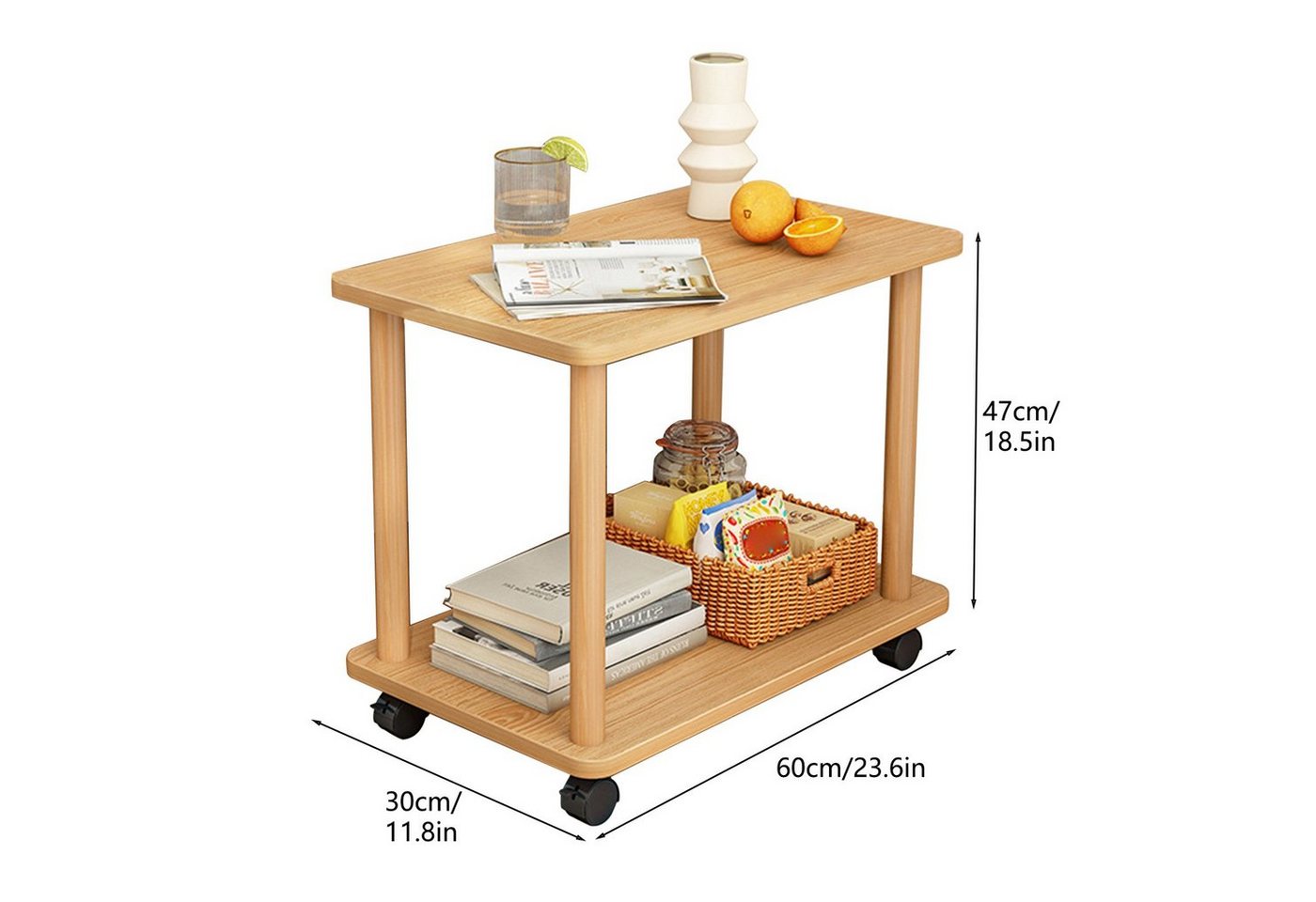 Rutaqian Beistelltisch Beistelltisch,Couchtisch, Nachttisch, Industrie-Stil,360-Grad-Drehung, Stabil und Einfache Montag Sofatisch für Schlafzimmer, Wohnzimmer, – Bild 5 von 5