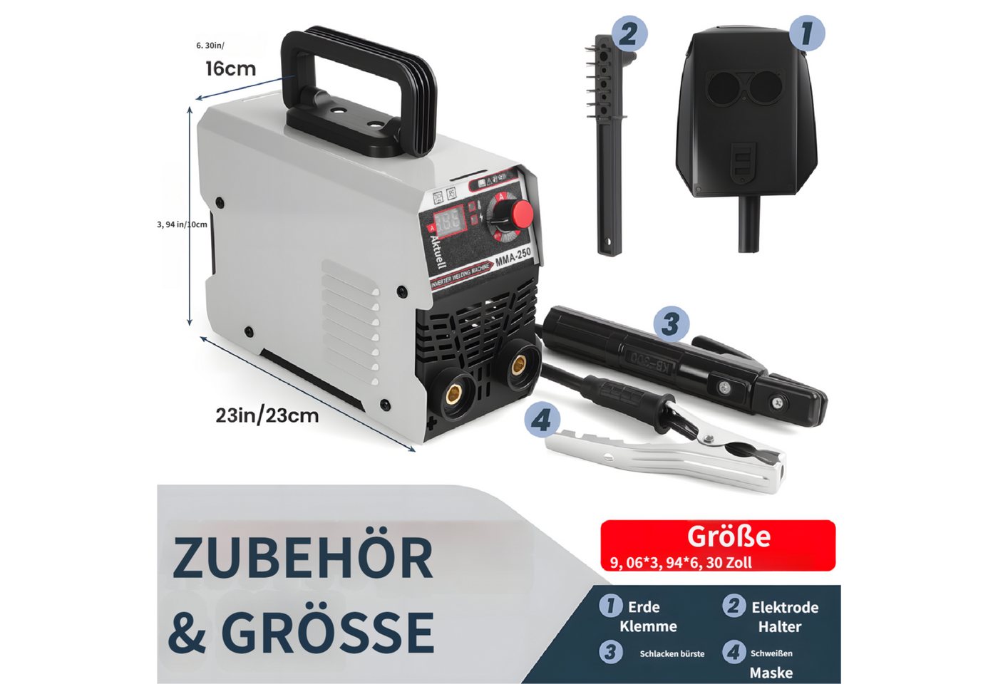 Rutaqian Elektroschweißgerät Elektroschweißgerät, tragbares MMA-250-Elektroschweißgerät, mit Hot-Start-Arc-Force-Antihaftbeschichtung – Bild 2 von 5