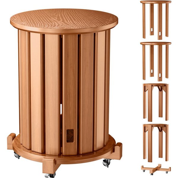 Rutaqian Sitzhocker Massivholz Stapelhocker 4er Set mit Rollen, runde Hocker (Ein 4-teiliges Set), 4 Hocker als ein Möbelstück – stapelbar, Massivholz & mit Rol