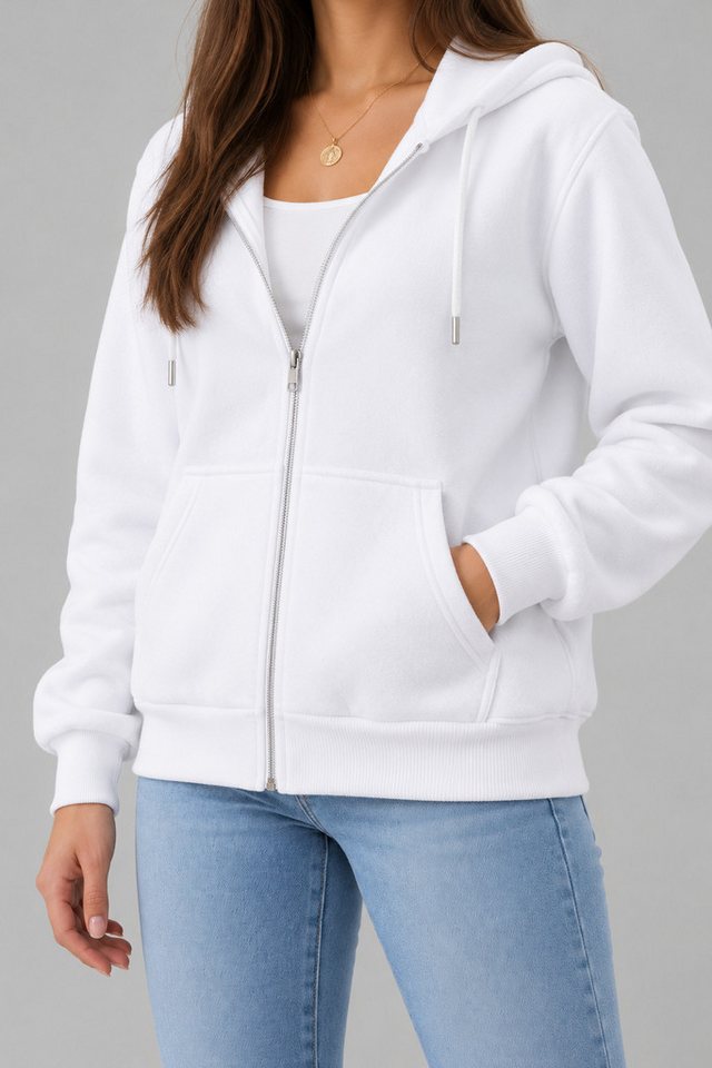 S&S Kapuzensweatjacke Damen Kapuzenpullover mit Reißverschluss Hoodie Mädchen (Packung, 1-tlg., Damen) Sweatjacke mit Reißverschluss Kapuze und Eingrifftaschen – Bild 2 von 5