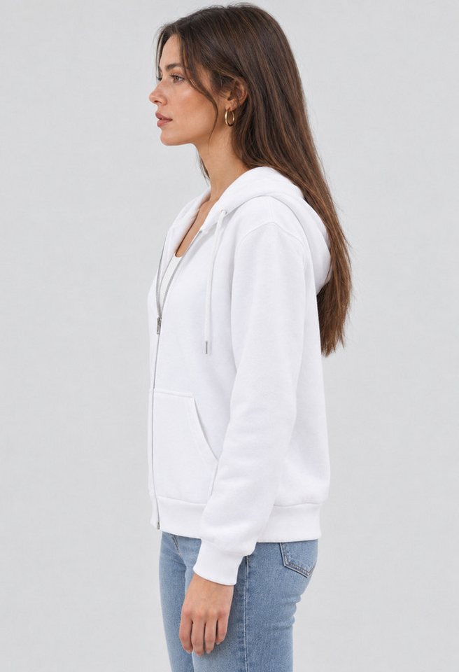 S&S Kapuzensweatjacke Damen Kapuzenpullover mit Reißverschluss Hoodie Mädchen (Packung, 1-tlg., Damen) Sweatjacke mit Reißverschluss Kapuze und Eingrifftaschen – Bild 3 von 5