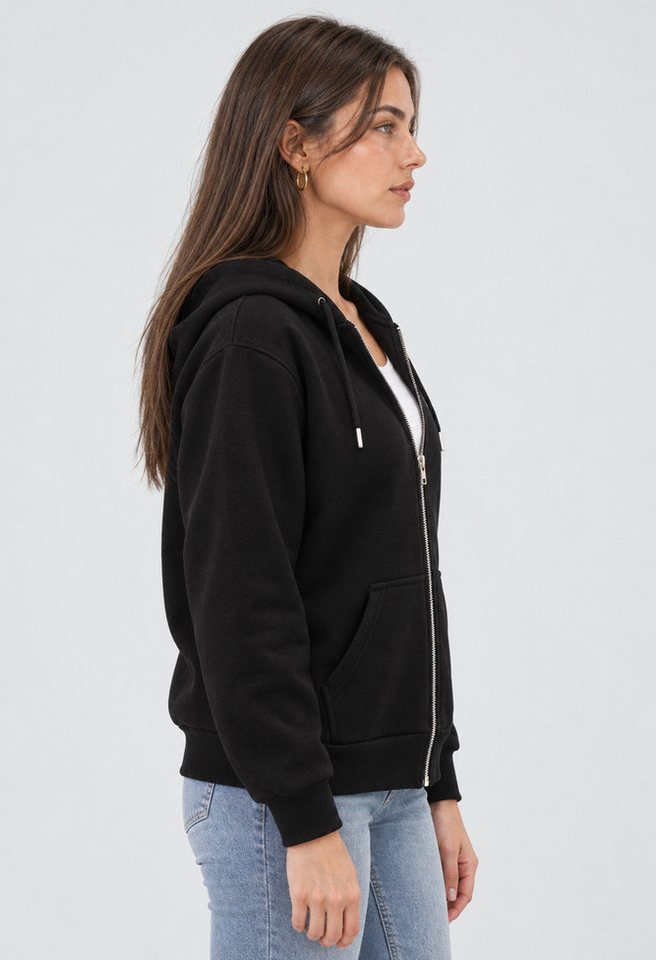 S&S Kapuzensweatjacke Damen Kapuzenpullover mit Reißverschluss Hoodie Mädchen (Packung, 1-tlg., Damen) Sweatjacke mit Reißverschluss Kapuze und Eingrifftaschen – Bild 4 von 5