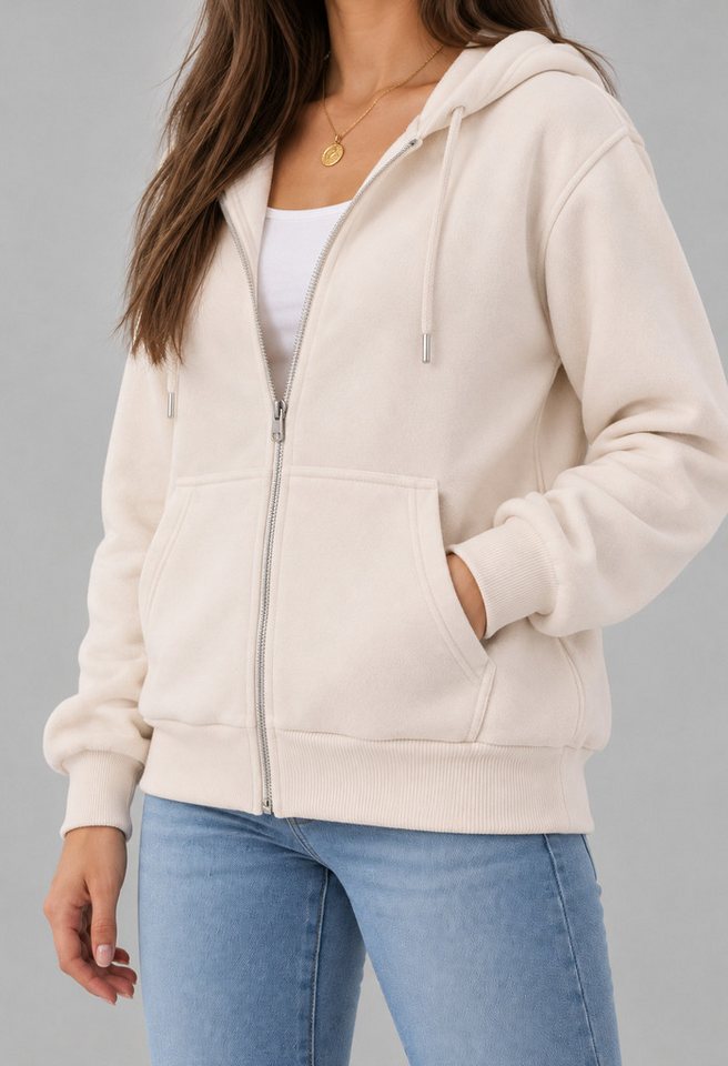 S&S Kapuzensweatjacke Damen Kapuzenpullover mit Reißverschluss Hoodie Mädchen (Packung, 1-tlg., Damen) Sweatjacke mit Reißverschluss Kapuze und Eingrifftaschen – Bild 2 von 5