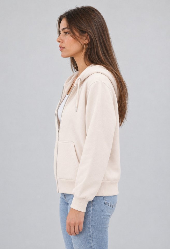 S&S Kapuzensweatjacke Damen Kapuzenpullover mit Reißverschluss Hoodie Mädchen (Packung, 1-tlg., Damen) Sweatjacke mit Reißverschluss Kapuze und Eingrifftaschen – Bild 3 von 5
