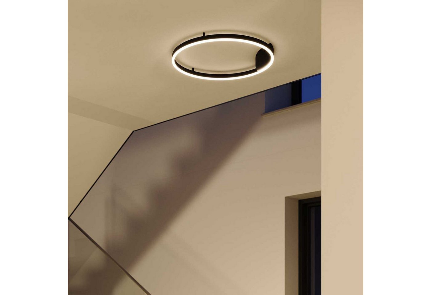 s.luce Deckenleuchte LED Ring Wandlampe & Deckenleuchte Dimmbar modern rund Schwarz, Warmweiß – Bild 2 von 5