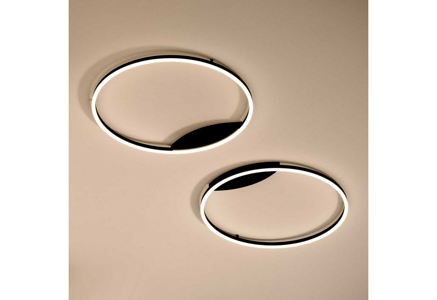 s.luce Deckenleuchte LED Ring Wandlampe & Deckenleuchte Dimmbar modern rund Schwarz, Warmweiß – Bild 4 von 5