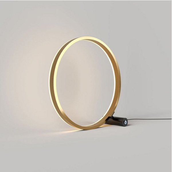 s.luce Tischleuchte LED Ringlampe Direkt oder Indirekt Schwarz/Gold, Warmweiß