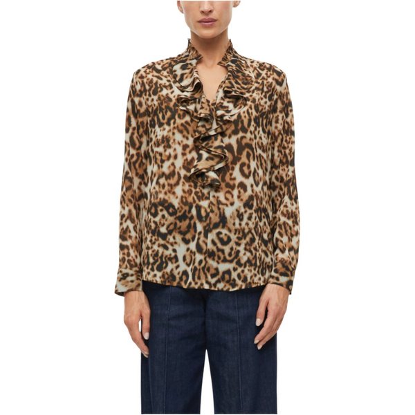 s.Oliver BLACK LABEL Hemdbluse Elegant,Polyester,Animalprint,V-Ausschnitt,Langarm,Regular Fit