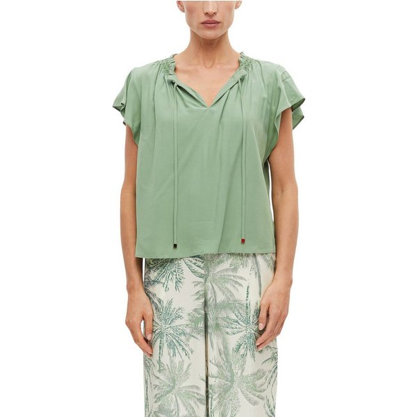 s.Oliver BLACK LABEL Schlupfbluse Sommershirt mit Bindeband und aus Viskose