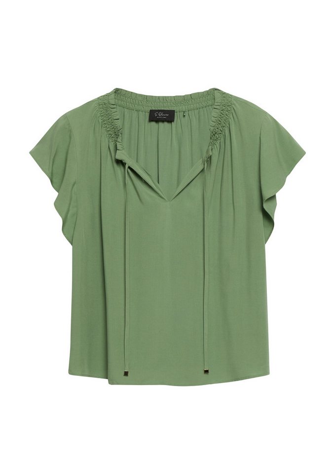 s.Oliver BLACK LABEL Schlupfbluse Sommershirt mit Bindeband und aus Viskose – Bild 4 von 4