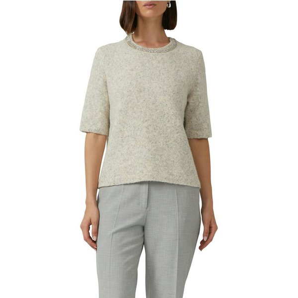 s.Oliver BLACK LABEL Strickpullover halbarm, mit Glitzersteinen besetzter Rundhals