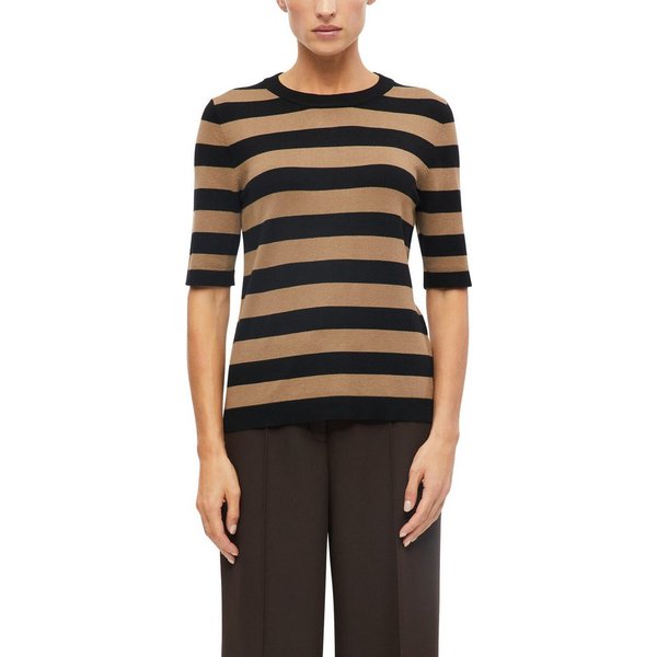 s.Oliver BLACK LABEL Strickpullover Halbarm Sommerpullover mit Viskose / Rundhals