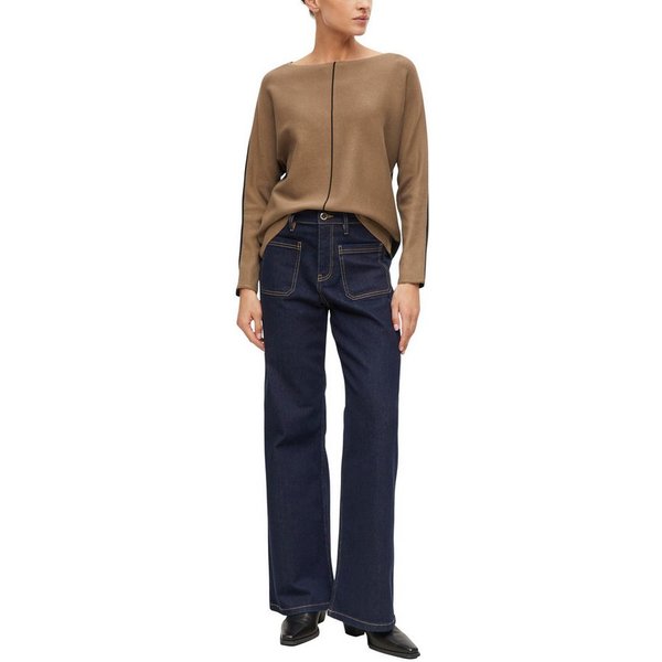 s.Oliver BLACK LABEL Strickpullover mit Color Blocking und Teilungsnaht, Viskosemix