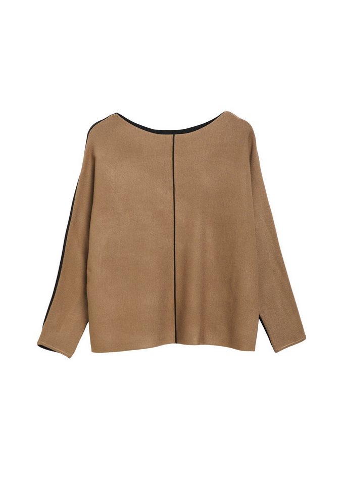 s.Oliver BLACK LABEL Strickpullover mit Color Blocking und Teilungsnaht, Viskosemix – Bild 2 von 3