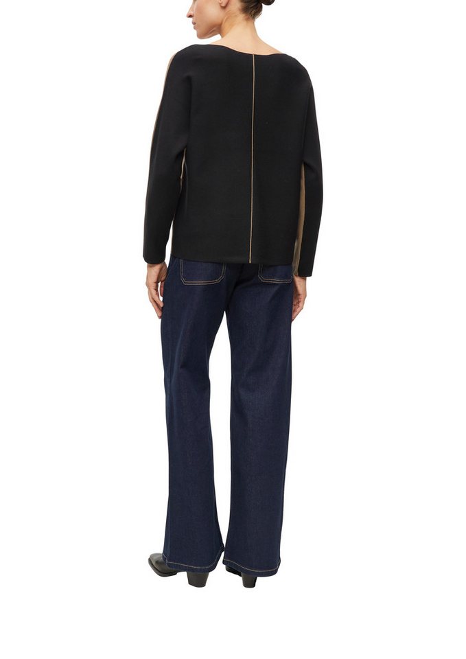 s.Oliver BLACK LABEL Strickpullover mit Color Blocking und Teilungsnaht, Viskosemix – Bild 3 von 3