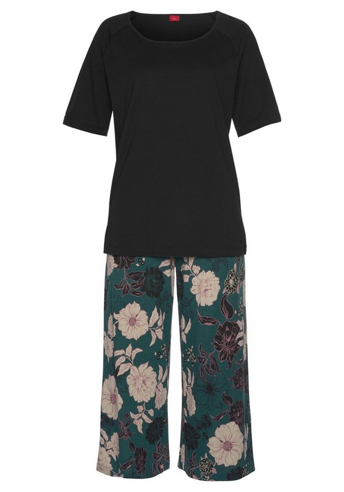 s.Oliver Capri-Pyjama (Set, 2 tlg) mit geblümter 3/4-Culotte – Bild 2 von 5