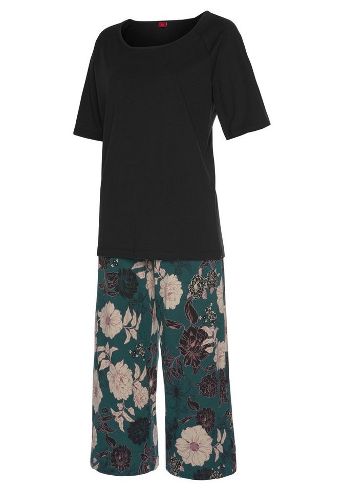 s.Oliver Capri-Pyjama (Set, 2 tlg) mit geblümter 3/4-Culotte – Bild 4 von 5