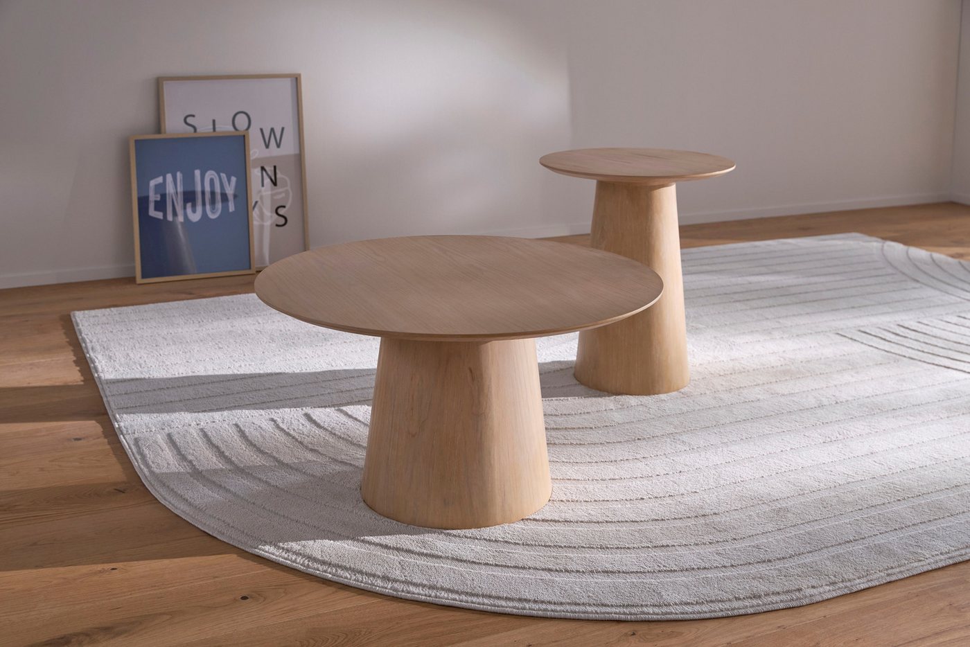 s.Oliver Couchtisch Hemmon (1-St), mit massivem Eschenfuß, edler Echtholzplatte, Durchmesser 80 cm – Bild 5 von 5