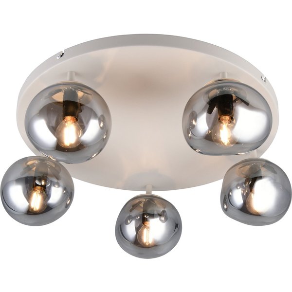 s.Oliver Deckenleuchte ANJELLA, Deckenlampe exkl. E14, in warm grey (beige) + smoke Glas, Leuchtmittel wechselbar, warmweiß - kaltweiß, mit mundgeblasenen Glass