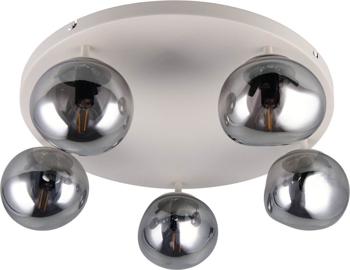 s.Oliver Deckenleuchte ANJELLA, Deckenlampe exkl. E14, in warm grey (beige) + smoke Glas, Leuchtmittel wechselbar, warmweiß - kaltweiß, mit mundgeblasenen Glass – Bild 4 von 5