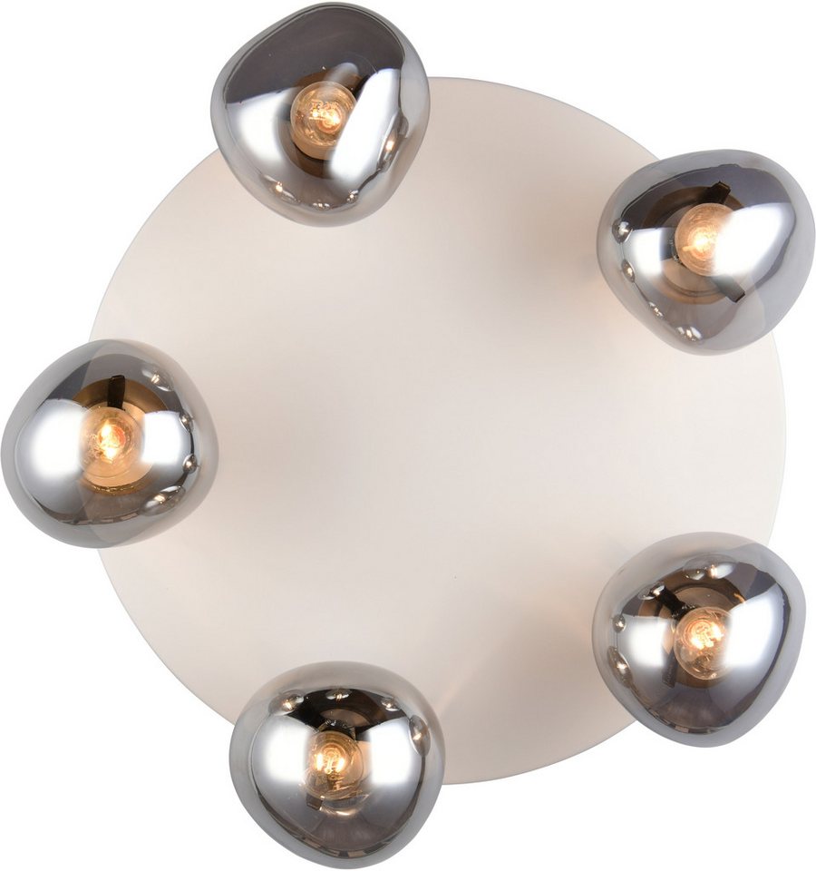 s.Oliver Deckenleuchte ANJELLA, Deckenlampe exkl. E14, in warm grey (beige) + smoke Glas, Leuchtmittel wechselbar, warmweiß - kaltweiß, mit mundgeblasenen Glass – Bild 5 von 5