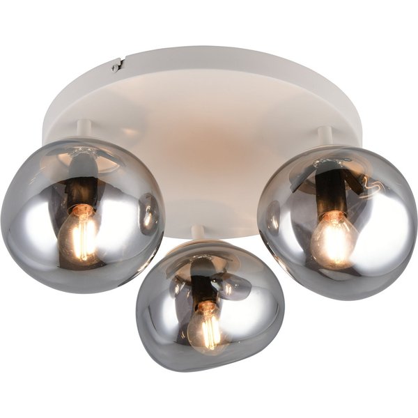 s.Oliver Deckenleuchte ANJELLA, Deckenlampe exkl. E14, in warm grey (beige) + smoke Glas, Leuchtmittel wechselbar, warmweiß - kaltweiß, mit mundgeblasenen Glass