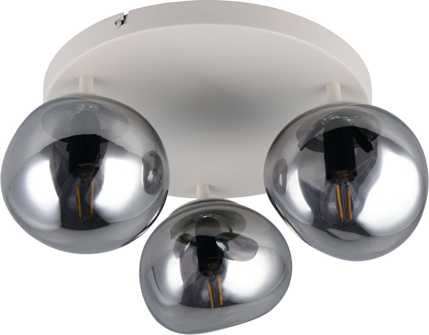s.Oliver Deckenleuchte ANJELLA, Deckenlampe exkl. E14, in warm grey (beige) + smoke Glas, Leuchtmittel wechselbar, warmweiß - kaltweiß, mit mundgeblasenen Glass – Bild 4 von 5