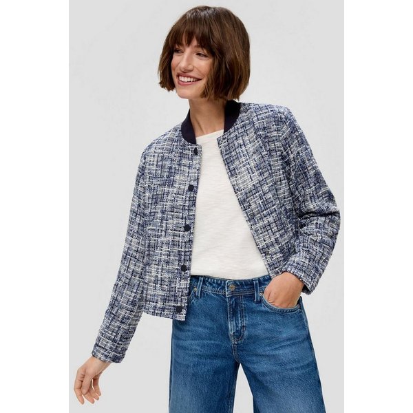s.Oliver Funktionsjacke (1, 1-St) stilvolle Jacke mit Boucléoptik und Metallic-Garn