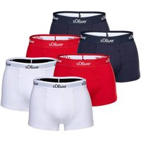 S.OLIVER s.Oliver Herren Boxershorts, 6er Pack - Trunks, Hipsters, Baumwoll-Stretch, Größe M in Rot