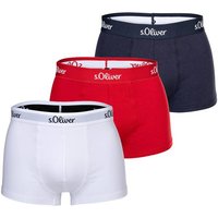 S.OLIVER s.Oliver Herren Boxershorts, 3er Pack - Trunks, Hipsters, Baumwoll-Stretch, Größe S in Rot